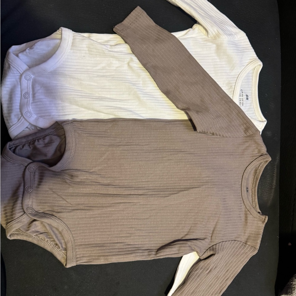H&M White Ribbed Baby Bodysuit
